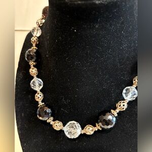 Necklace glass beads with gold accents. Oversized toggle clasp . 16 inch pre- ow